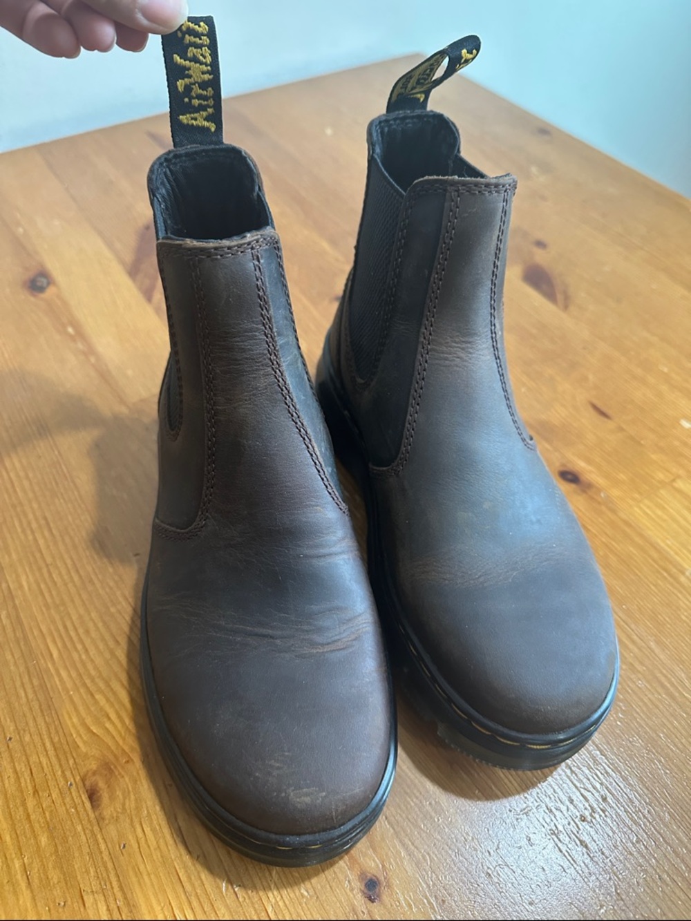 Dr. Martens Brown Leather Chelsea Boot with Yellow Stitching - Picture 4 of 10